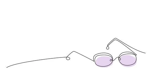 Decoration continuous line hand drawing eyeglasses for wedding photo book Illustrazione stock