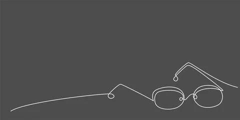 Decoration continuous line hand drawing eyeglasses for wedding photo book Stock Illustration