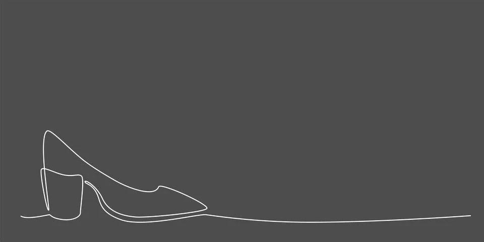 Decoration continuous line hand drawing shoes element for wedding photo book Stock Illustration