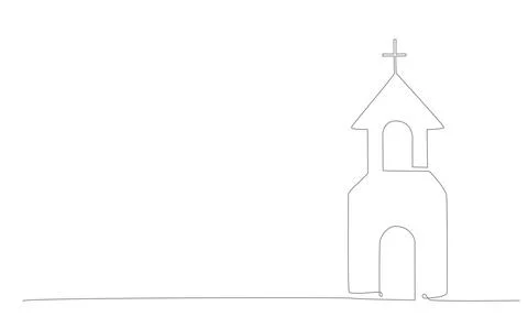 Decoration continuous line hand drawing church for wedding photo book Stock Illustration