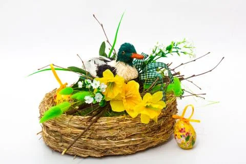 Decoration for easter with duck Stock Photos