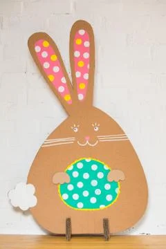 Decoration for Easter. Rabbit of cardboard Fotos Stock