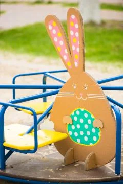 Decoration for Easter. Rabbit of cardboard Stock-Fotos