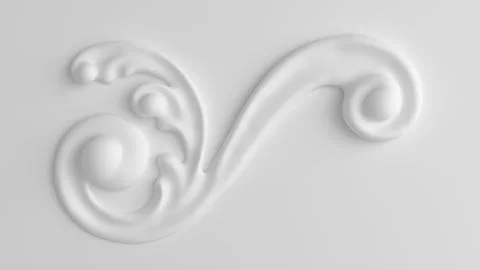 Decoration element, wall concept stucco, interior architecture pattern. 3d il Stock Illustration