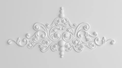 Decoration element, wall concept stucco, interior architecture pattern. 3d il 스톡 일러스트