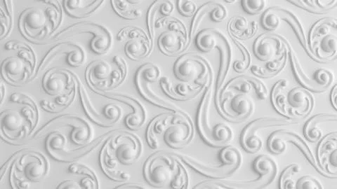 Decoration element, wall concept stucco, interior architecture pattern. 3d il Stock Illustration