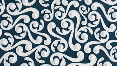 Decoration element, wall concept stucco, interior architecture pattern. 3d il Stock Illustration
