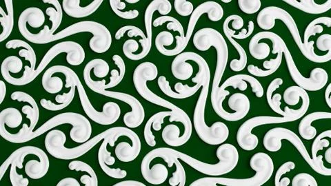 Decoration element, wall concept stucco, interior architecture pattern. 3d il Stock Illustration
