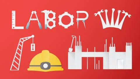 Decoration elements of Labor day for banner, poster, cover, advertisement, we Stock Illustration