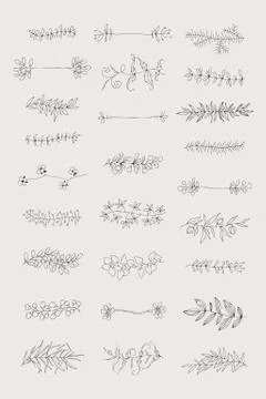 Decoration elements set on grey background. Floral ornament. Vector design Stock Illustration