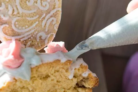 Decoration of a festive Easter cake Stock Photos