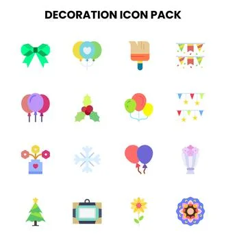 Decoration Flat Graphics Icons Pack Ilustração Stock