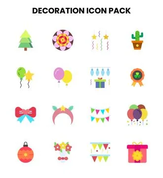 Decoration Flat Graphics Icons Pack Stock Illustration