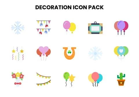 Decoration Flat Icons Pack Stock Illustration