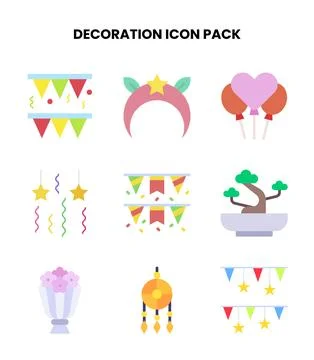 Decoration Flat UI Icons Pack Stock Illustration