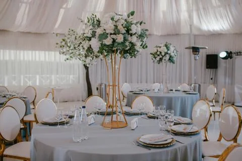 Decoration flower wedding table Foto stock