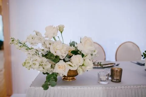 Decoration flower wedding table Stock Photos