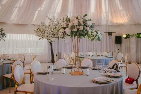 Decoration flower wedding table Stock Photos