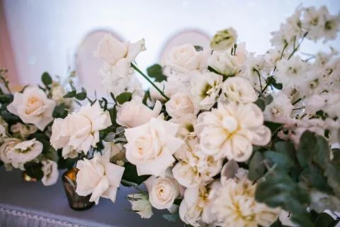 Decoration flower wedding table Stock Photos