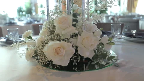 Decoration of flowers on the festive table Stock Footage 163311820