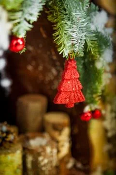 Decoration in the form of a red tree Stock Photos