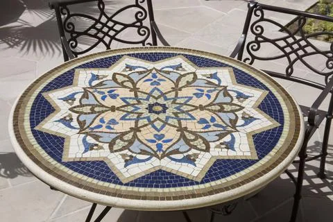 Decoration geometrical pattern on table in hotel one and only, Dubai Middl... Stock Photos