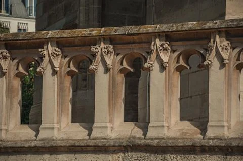 Decoration at the gothic Saint-Jacques Tower in Paris 스톡 사진