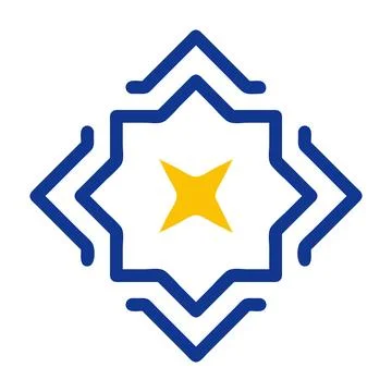 Decoration icon solid blue yellow colour ramadan symbol perfect. 스톡 일러스트