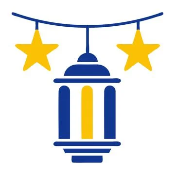 Decoration icon solid blue yellow colour ramadan symbol perfect. Stock Illustration