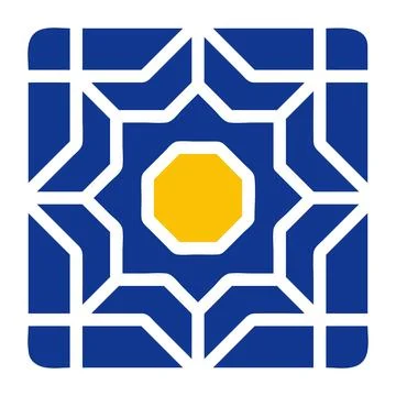 Decoration icon solid blue yellow colour ramadan symbol perfect. Illustrazione stock