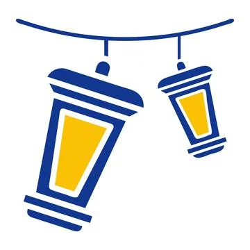 Decoration icon solid blue yellow colour ramadan symbol perfect. Stock Illustration