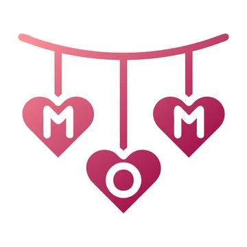 Decoration icon solid gradient red colour mother day symbol illustration. 库存插图