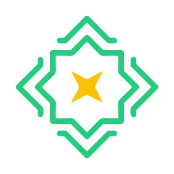 Decoration icon solid green yellow style ramadan illustration vector elemen.. Illustrazione stock