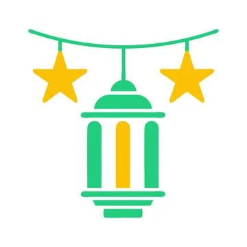 Decoration icon solid green yellow style ramadan illustration vector elemen.. Stock Illustration