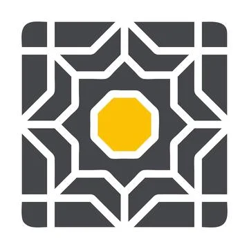 Decoration icon solid grey yellow style ramadan illustration vector element.. 스톡 일러스트