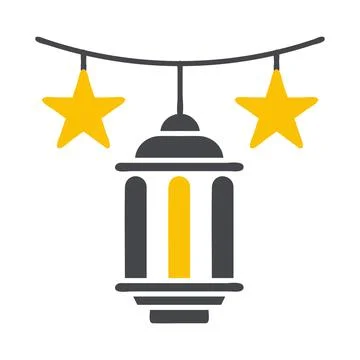 Decoration icon solid grey yellow style ramadan illustration vector element.. Stock Illustration