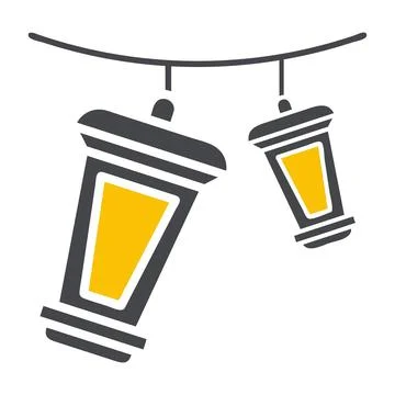 Decoration icon solid grey yellow style ramadan illustration vector element.. 스톡 일러스트