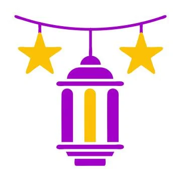Decoration icon solid purple yellow style ramadan illustration vector eleme.. Illustrazione stock
