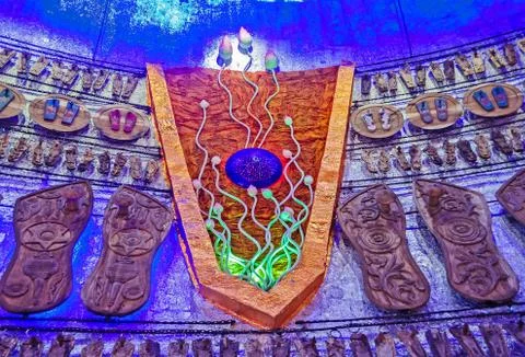 Decoration inside a pandal, temporary structure, Durga Worship F Stock Photos