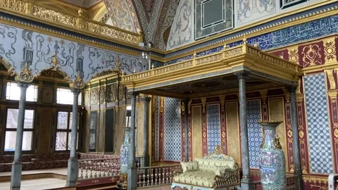 Decoration inside the Topkapi Palace building. Topkapi Palace interior. Palace Stock Footage 214496718