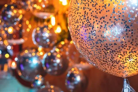 Decoration interior elements of restaurant venue banquet hall with multicolou 스톡 사진