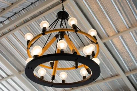 The decoration with the lamp on the ceiling. Stock Photos