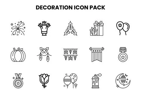 Decoration Line Bundle Icons Pack Stock Illustration