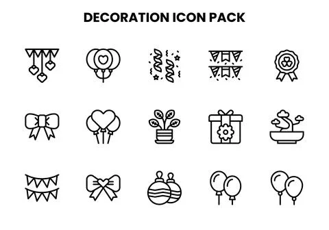 Decoration Line Graphics Icons Pack Stock Illustration