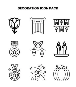 Decoration Line Graphics Icons Pack Stock Illustration