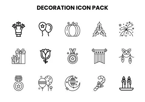 Decoration Line Set Icons Pack イラスト素材