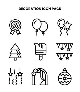 Decoration Line UI Icons Pack Illustrazione stock