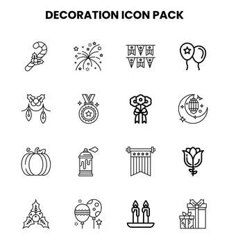 Decoration Line Vector Icons Pack 스톡 일러스트