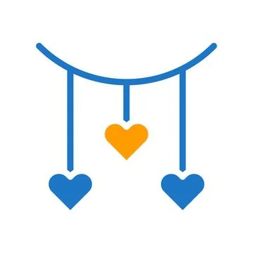 Decoration love icon solid blue orange style valentine illustration symbol .. イラスト素材