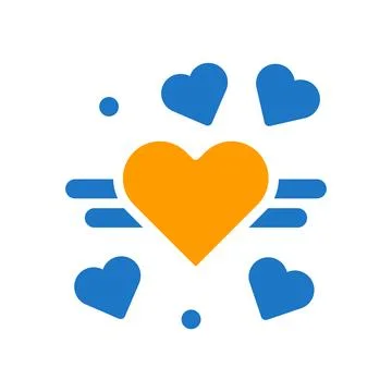 Decoration love icon solid blue orange style valentine illustration symbol .. Stockillustratie